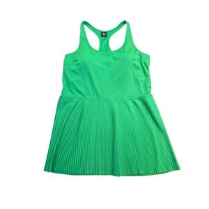 Crane Tennis Shirt Women's Large Green Racerback Pleated Athletic Workout